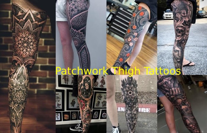 Patchwork Thigh Tattoos